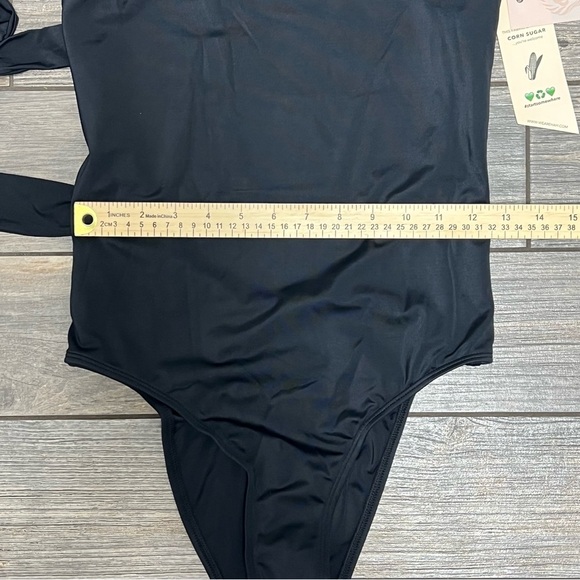 NWT HAH X Free People One Piece Swimsuit Medium 1 4 Ur Soul 1 Shoulder Black - Picture 10 of 15